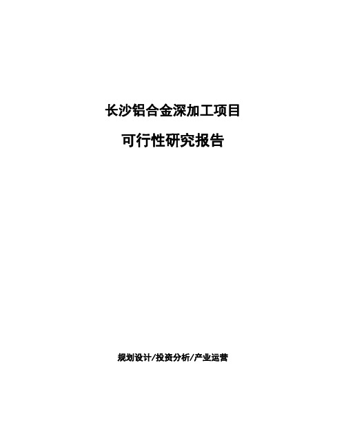 长沙铝合金深加工项目可行性研究报告