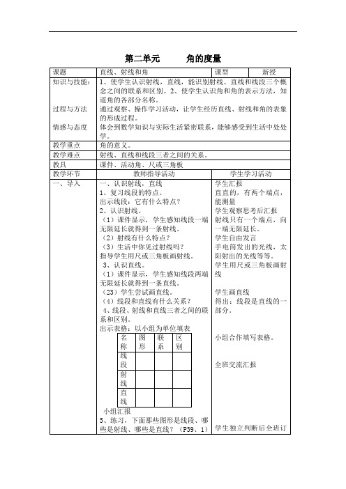 人教版四年级数学上册第二单元表格式教案.doc