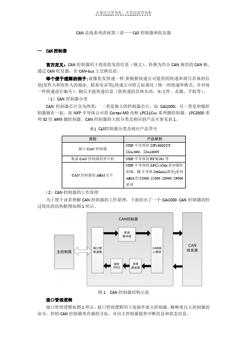 CAN总线系列讲座第三讲CAN控制器和收发器