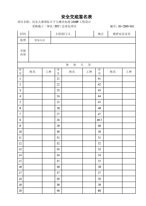 安全技术交底签名表