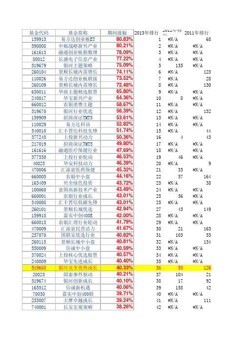 2009年-2013年股票基金排名整理