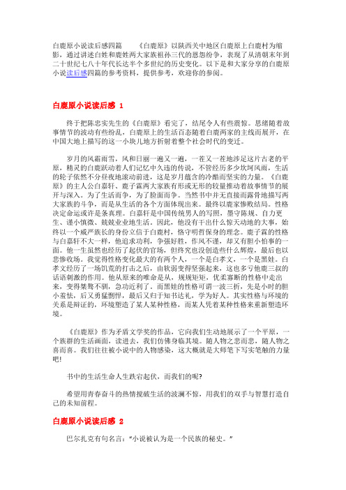 白鹿原小说读后感四篇