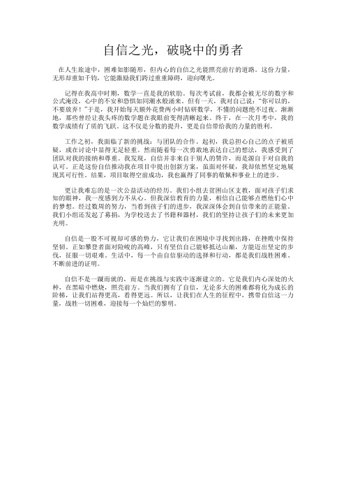 自信之光,破晓中的勇者