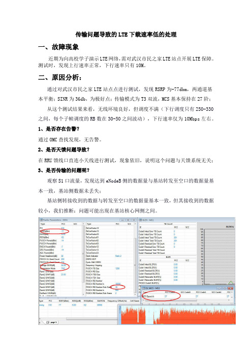 传输问题导致的LTE下载速率低的处理