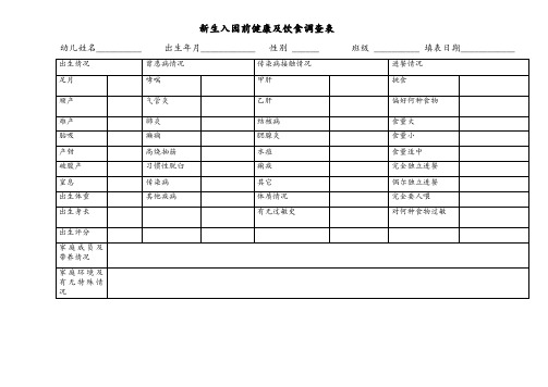 新生入园前健康及饮食调查表、全日观察,各种常用表格共45页