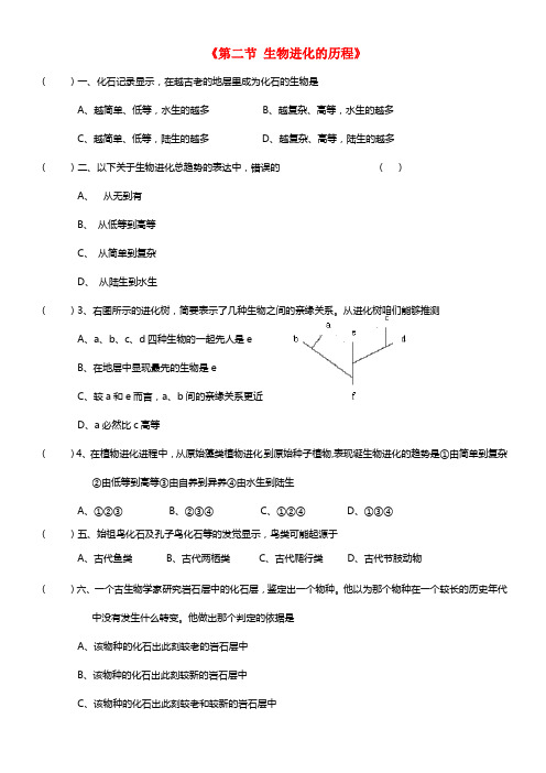 八年级生物下册 7.3.2 生物进化的历程练习题2