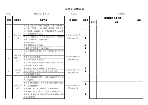 综合性安全检查表