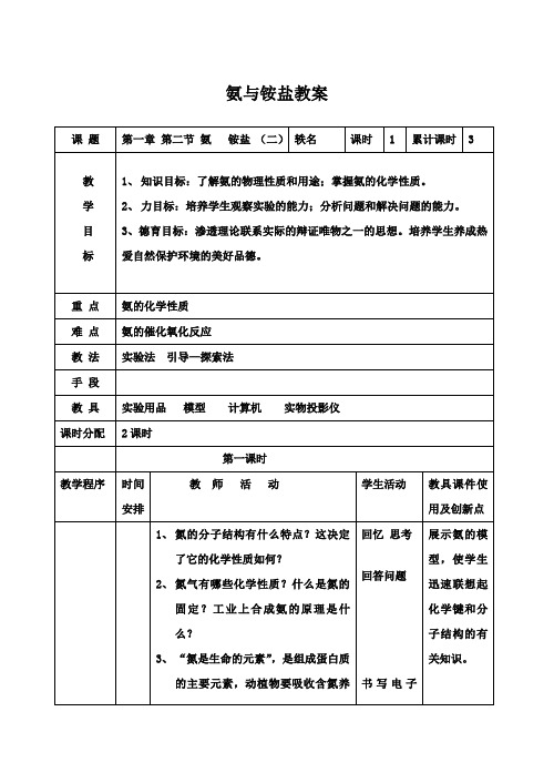 人教版高二化学教学设计——氨铵盐03