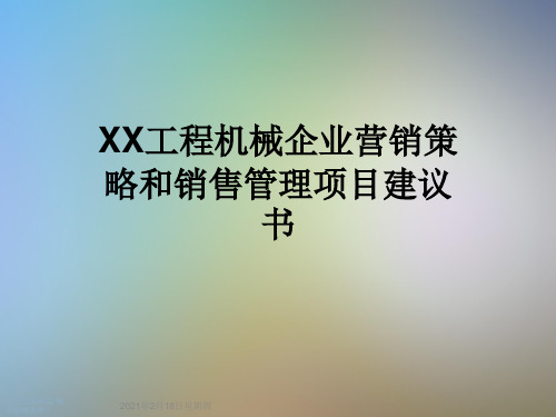 XX工程机械企业营销策略和销售管理项目建议书