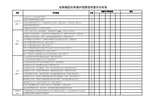 医院疼痛护理管理质量评分标准