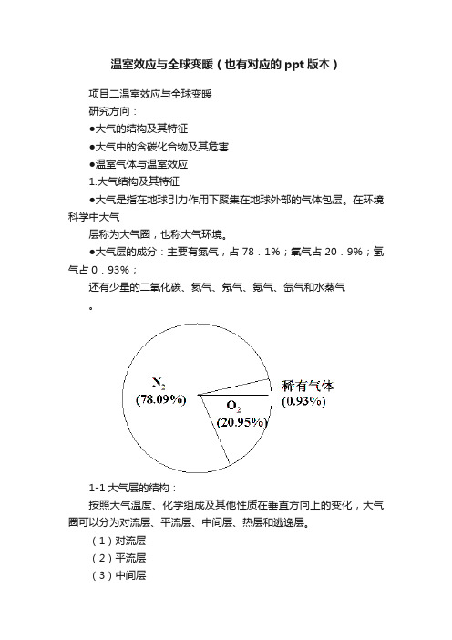 温室效应与全球变暖（也有对应的ppt版本）