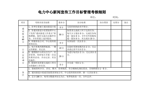 电力中心新闻宣传工作目标管理考核细则