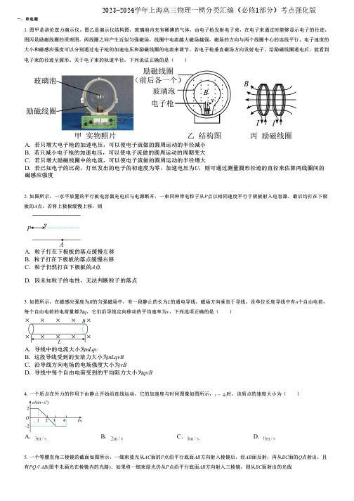 2023-2024学年上海高三物理一模分类汇编(必修1部分)考点强化版