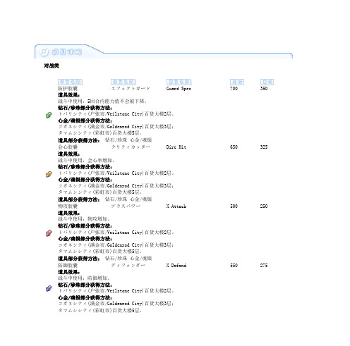 口袋妖怪(宠物小精灵)对战类道具详解