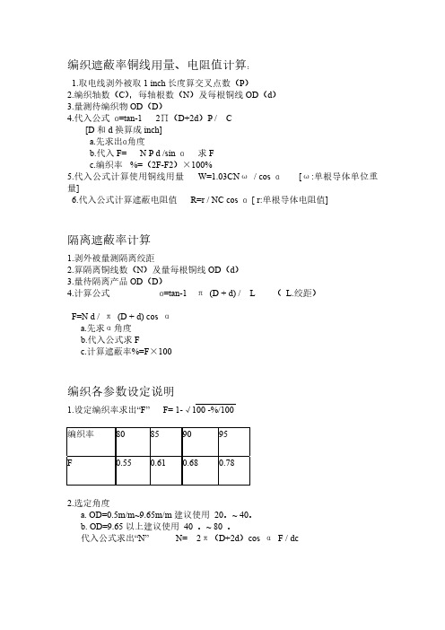 编织遮蔽率铜线用量