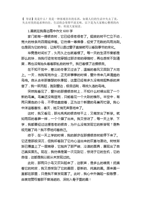 美就在我身边高中作文600字5篇