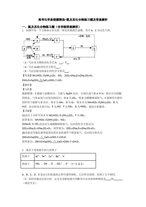 高考化学易错题精选-氮及其化合物练习题及答案解析