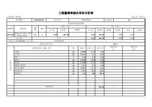 工程量清单综合单价分析表(所有材料)