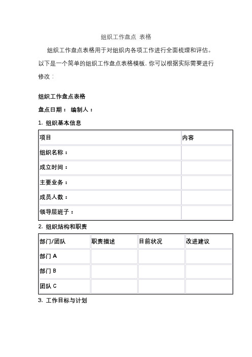 组织工作盘点 表格