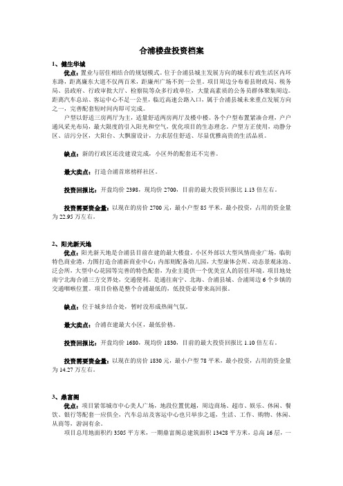 合浦最值得投资楼盘档案