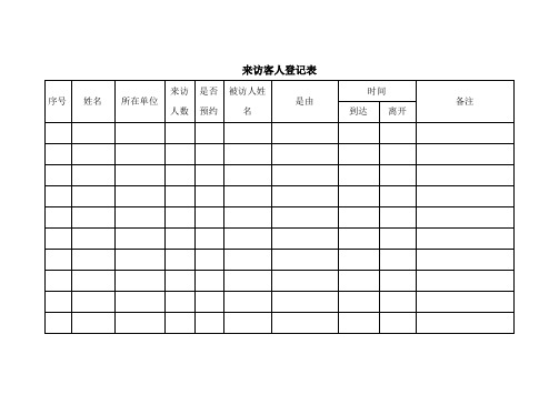 幼儿园管理实用表格：来访客人登记表