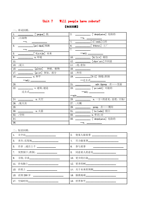 八年级英语上册Unit7Willpeoplehaverobots巩固与提升练习(新版)人教新目标版