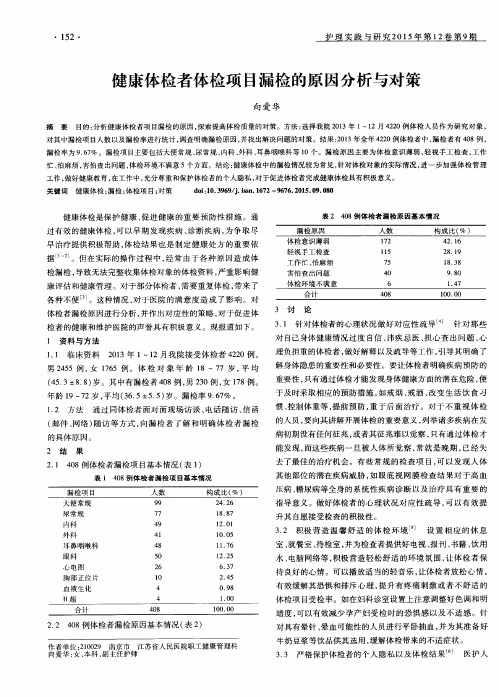 健康体检者体检项目漏检的原因分析与对策