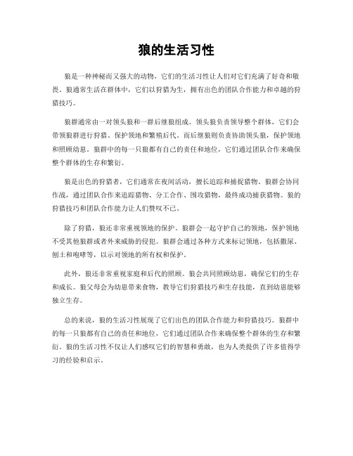 狼的生活习性