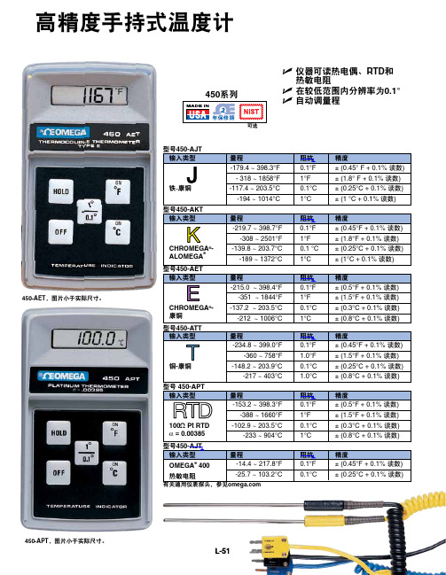 OMEGA 高精度手持式温度计