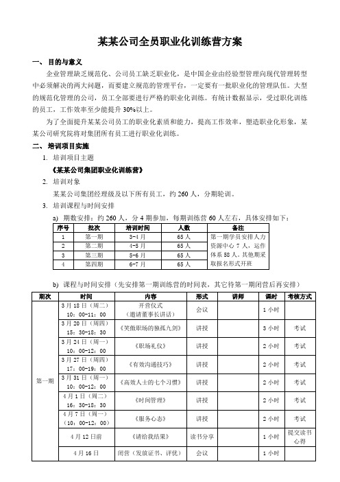 职业化训练营方案