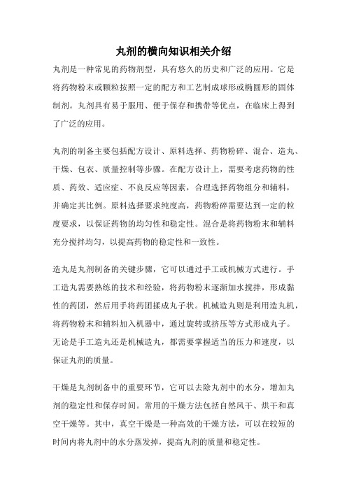 丸剂的横向知识相关介绍