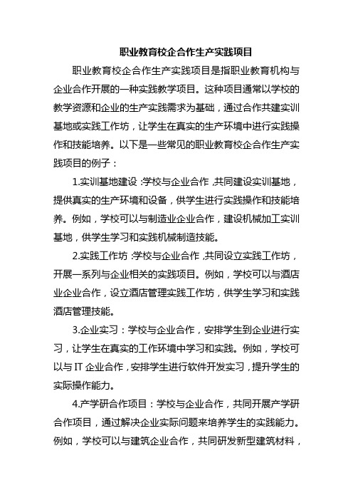 职业教育校企合作生产实践项目