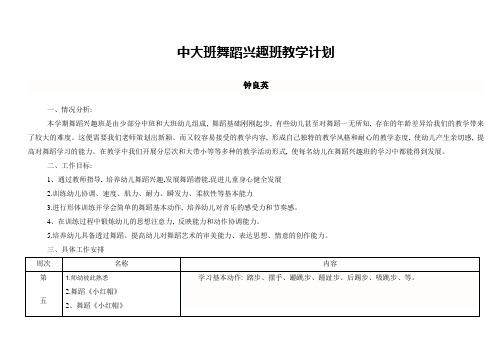 舞蹈兴趣班教学计划11