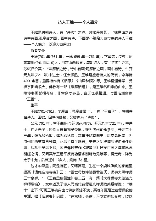 诗人王维——个人简介