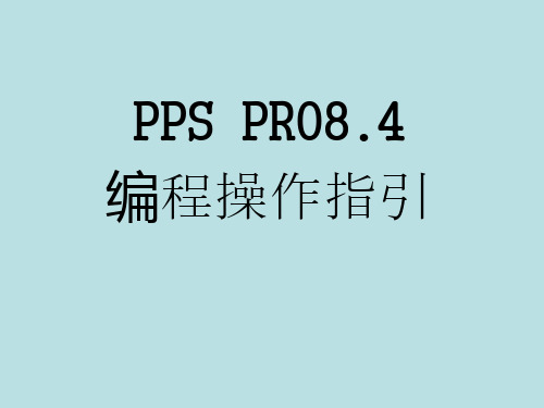 PPS PRO编程操作指引(中文)