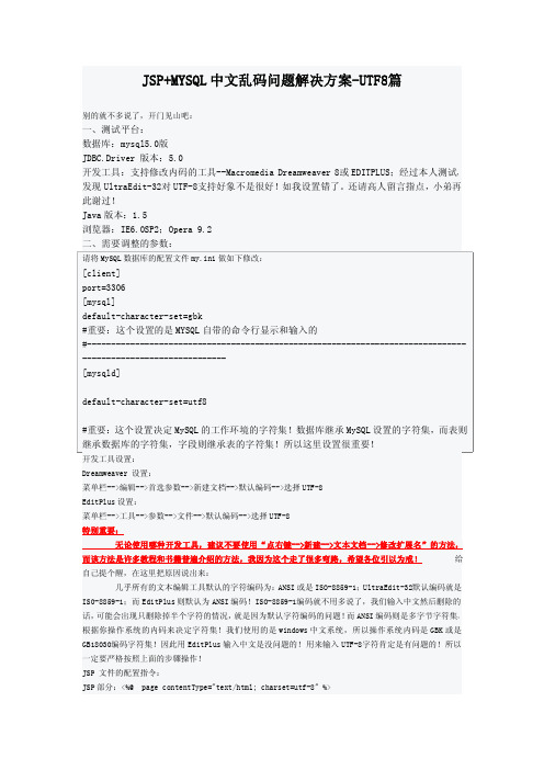 JSP+MYSQL中文乱码问题解决方案-UTF8篇