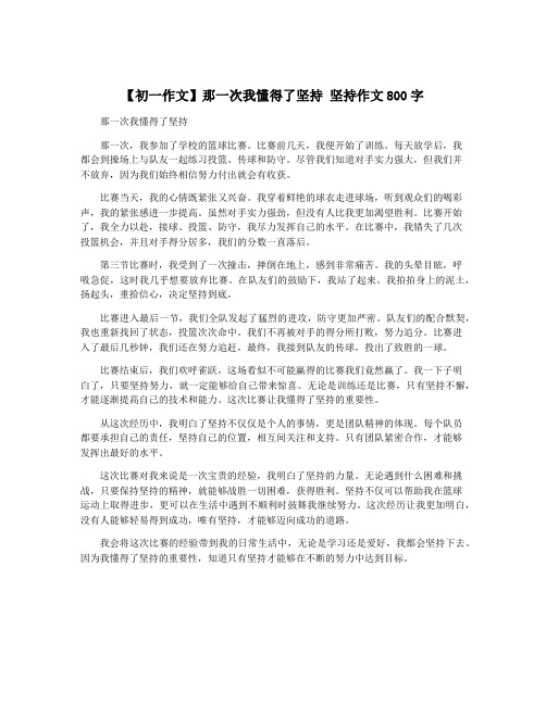 【初一作文】那一次我懂得了坚持 坚持作文800字