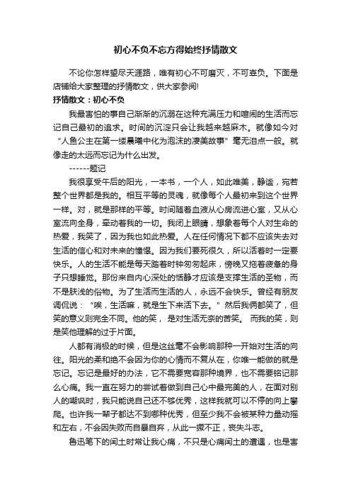 初心不负不忘方得始终抒情散文