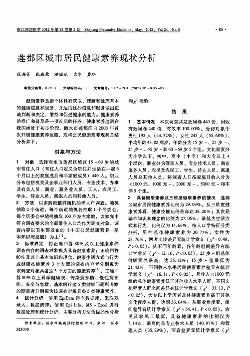 莲都区城市居民健康素养现状分析