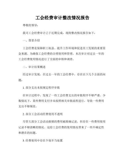 工会经费审计整改情况报告