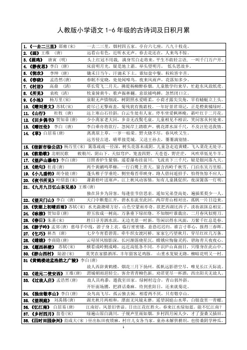 人教版小学语文教材中的古诗词(大全)