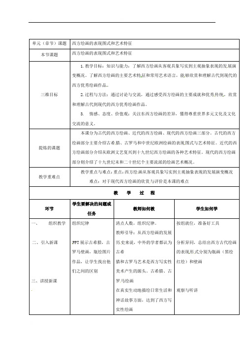 陕西省榆林市横山区横山中学高中美术教案：西方绘画的表现图式和艺术特征