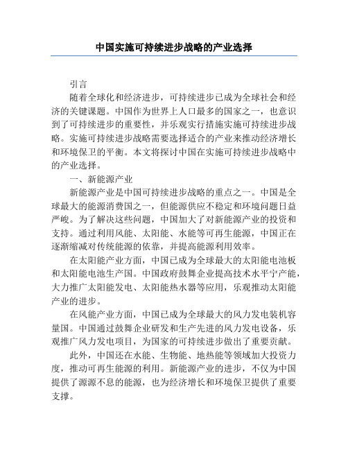 中国实施可持续发展战略的产业选择