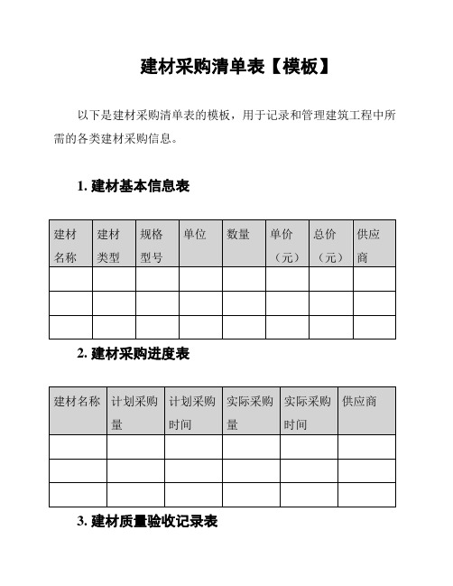 建材采购清单表【模板】