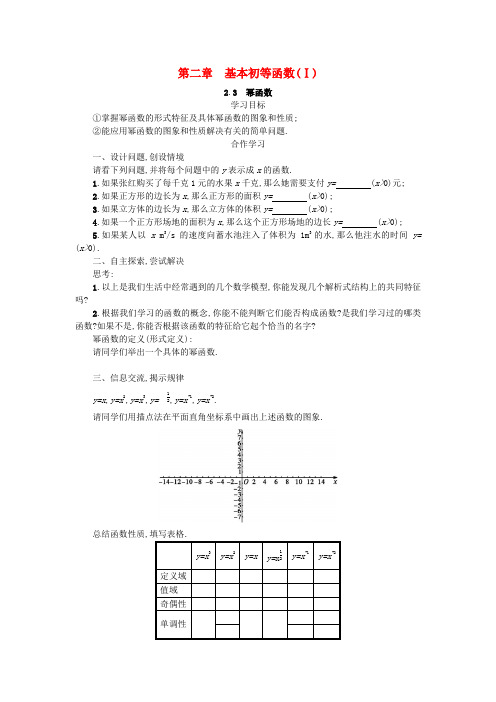 2019-2020学年高中数学 第二章 基本初等函数(Ⅰ)2.3 幂函数学案(含解析)新人教版必修1