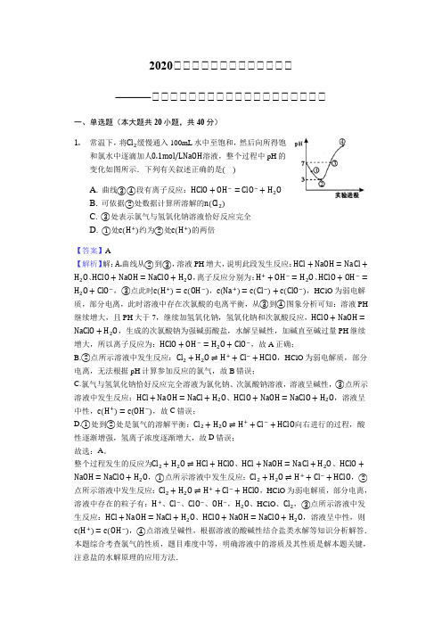 2020届高三化学二轮复习题型必刷———溶液中微粒浓度大小比较分析【能力提升】