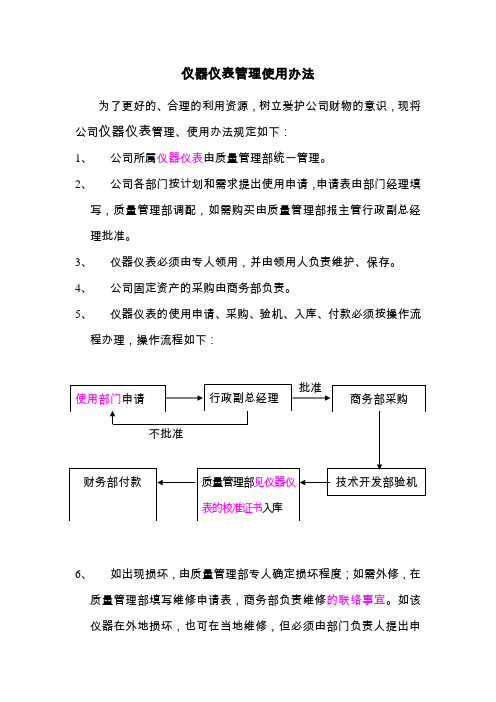 仪器仪表管理办法