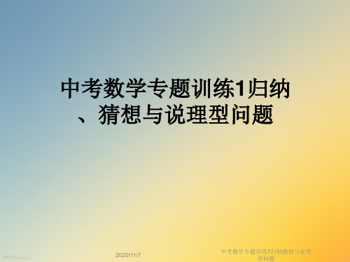 中考数学专题训练1归纳猜想与说理型问题