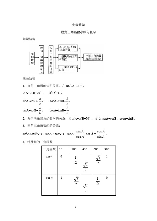 中考数学-锐角三角函数小结与复习