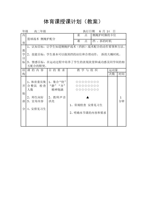 篮球战术 侧掩护配合 教学设计